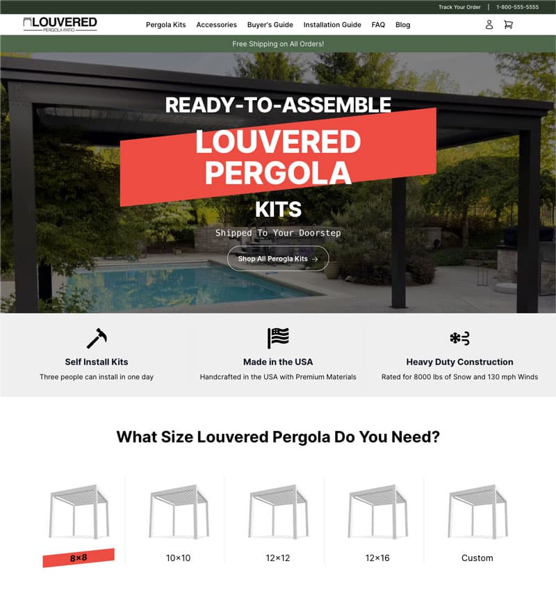 Louvered Patio Pergola storefront screenshot